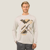 Beige Taupe Hedendaagse MCM-geïnspireerde Abstract Tri-Blend Shirt (Voorkant)