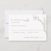 Beige taupe modern gestencild botanisch neutraal RSVP kaartje (Voorkant)