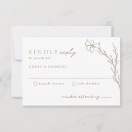 Beige taupe modern gestencild botanisch neutraal RSVP kaartje