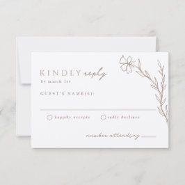 Beige taupe modern gestencild botanisch neutraal RSVP kaartje