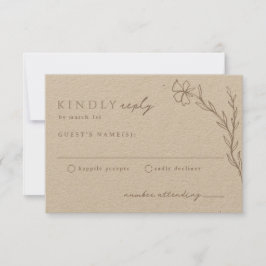 Beige taupe modern gestencild botanisch neutraal RSVP kaartje