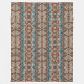 Beige Taupe Rood Bruin Blauwgroen Blauw Tribal Art Fleece Deken (Voorkant)