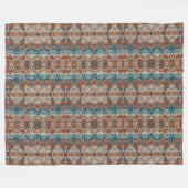 Beige Taupe Rood Bruin Blauwgroen Blauw Tribal Art Fleece Deken (Voorkant (Horizontaal))