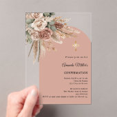 Beige taupe roses pampas arch clear Confirmation Acryl Uitnodigingen (Insitu (Draagbaar))
