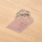 Beige taupe roses pampas arch clear Confirmation Acryl Uitnodigingen (Laagn)