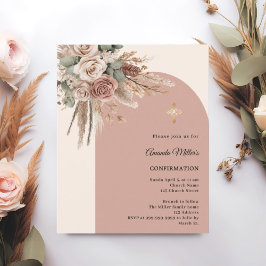 Beige taupe rozen boog Bevestigingsuitnodiging