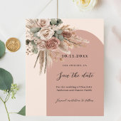 Beige taupe rozen boogbruiloft Save the Date