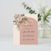 Beige taupe rozen boogbruiloft Save the Date (Staand voorkant)