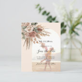 Beige taupe rozen foto boog bruiloft Save the Date (Staand voorkant)