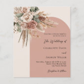 Beige taupe rozen pampas booghuwelijksuitnodiging (Voorkant)