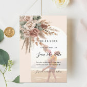 Beige taupe rozen pampas foto boog bruiloft save the date