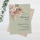 Beige taupe rozen pampas groen pensioenfeest kaart