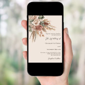 Beige taupe rozen pampasgras bruiloft kaart