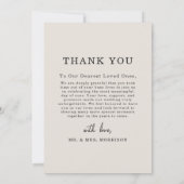 Beige Taupe Script Trouwfoto Dankkaart Bedankkaart (Achterkant)