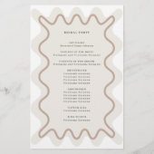 Beige Taupe Wavy Border Ceremony Programma (Achterkant)