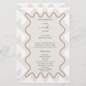 Beige Taupe Wavy Border Ceremony Programma (Voorkant / Achterkant)