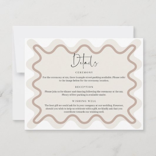 Beige Taupe Wavy Border Details Behuizing Kaart (Voorkant)