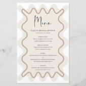 Beige Taupe Wavy Border menukaart (Voorkant)