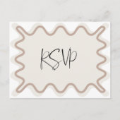 Beige Taupe Wavy Border RSVP-Briefkaart Briefkaart (Voorkant)