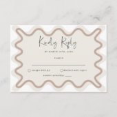Beige Taupe Wavy Border RSVP-kaart Informatiekaartje (Voorkant)