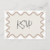 Beige Taupe Wavy Border RSVP-kaart Informatiekaartje (Achterkant)