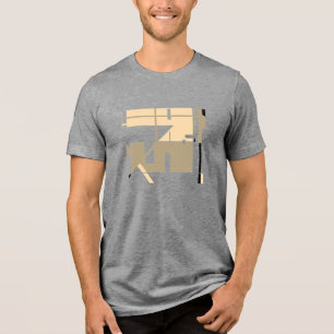 Beige Taupe Zwart MCM-geïnspireerd Geometrisch Abs Tri-Blend Shirt