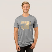 Beige Taupe Zwart MCM-geïnspireerd Geometrisch Abs Tri-Blend Shirt (Voorkant volledig)