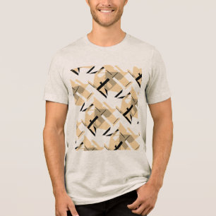 Beige Taupe Zwart Vormt Grote Tegels Art Abstract Tri-Blend Shirt