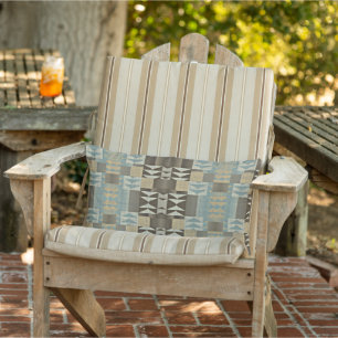 Beige Teal Blauw Groen Taupe Bruin Tribale Kunst Buitenkussen