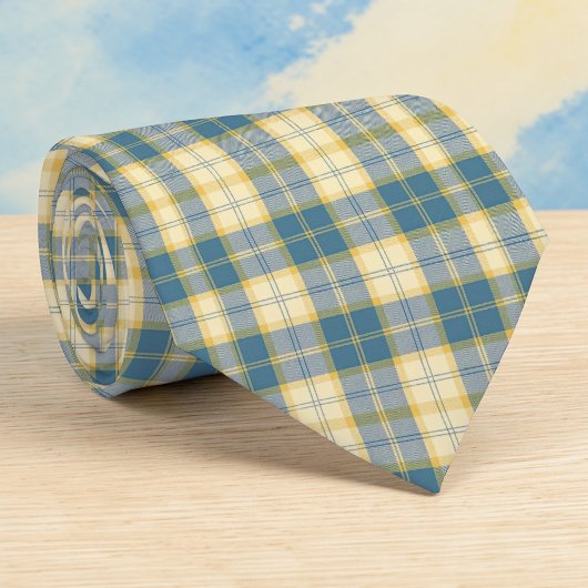 Beige & Teal Plaid Pattern Necktie Tie Stropdas