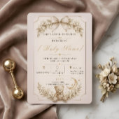Beige Teddybeer Babyshower Uitnodiging