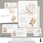 Beige Teddybeer Genderneutraal Baby shower Etiket