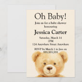 Beige teddybeer geslachtsneutrale babyshower kaart (Voorkant / Achterkant)