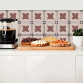 Beige tegel met tegel-kleurige bloem & grijs lijst tegeltje