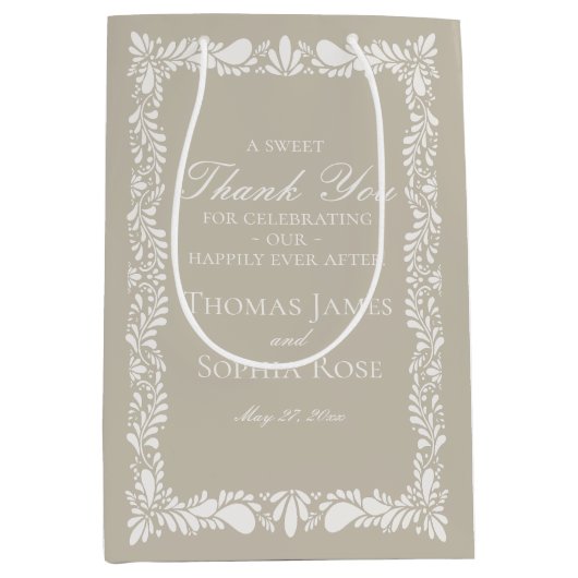 Beige Tegel Talavera Spaans Fiesta Wedding Favors Medium Cadeauzakje (Voorkant)