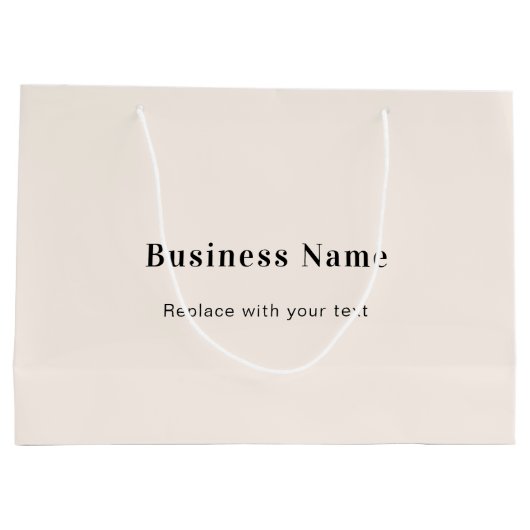 Beige tekst voor bedrijfsnaam groot cadeauzakje (Achterkant)
