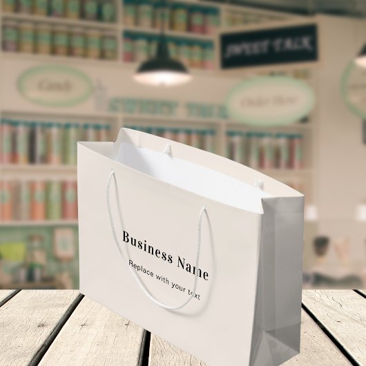 Beige tekst voor bedrijfsnaam groot cadeauzakje