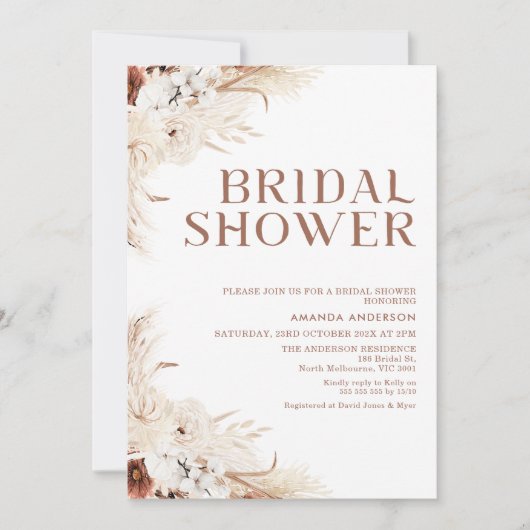 Beige Terracotta Boho Bloemen Vrijgezellenfeest Kaart (Voorkant)