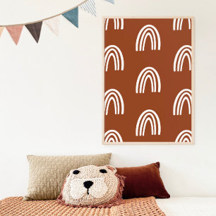 Beige/Terracotta Boho Rainbows Nursery Decor Poster