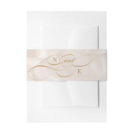 Beige & Terracotta Calligrafie Bruiloft Uitnodigingen Wikkel