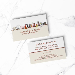 Beige Terracotta Farm Animals Veterinary pet Visitekaartje