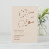 Beige Terracotta minimalistische uitnodiging voor  (Staand voorkant)