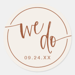 Beige Terracotta We doen bruiloft envelop afdichti Ronde Sticker