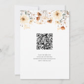 Beige terracotta wilde bloemen QR code Boho bruilo Save The Date (Achterkant)
