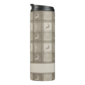 Beige Textured Reindeer Plaid Pattern Christmas Thermosbeker (Geroteerd rechts)