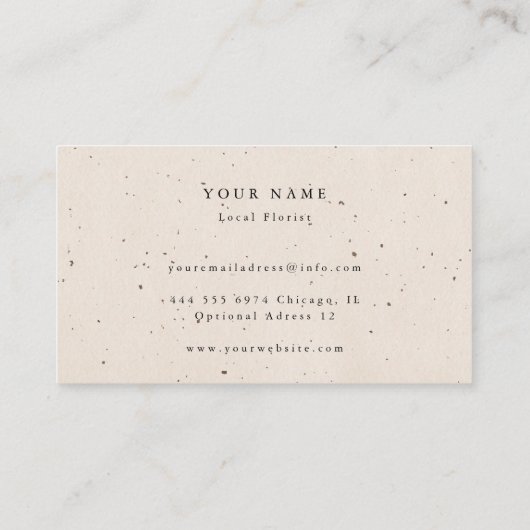 Beige Textured Visitekaartje voor Bloemist (Achterkant)