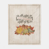 Beige Thanksgiving Pompoenen en Squash Fleece Deken (Voorkant)