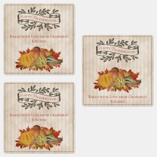 Beige Thanksgiving Pompoenen en Squash Labels (Groep)