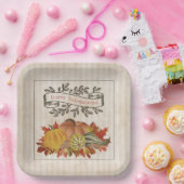 Beige Thanksgiving Pompoenen en Squash Papieren Bordje (Feest)