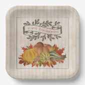 Beige Thanksgiving Pompoenen en Squash Papieren Bordje (Voorkant)